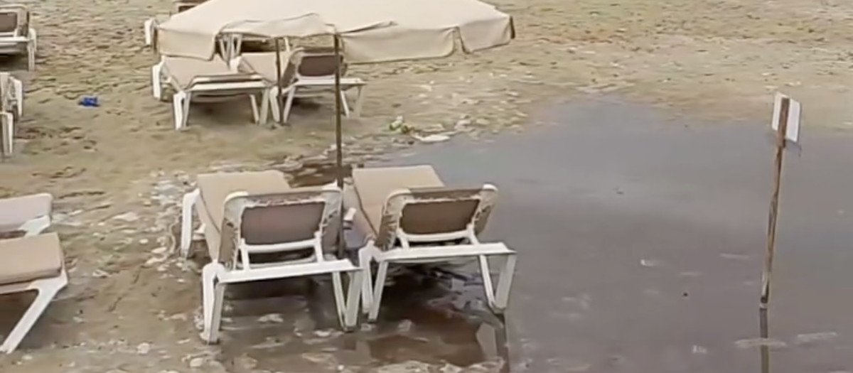 Captura de un vídeo que muestra vertidos fecales en una playa de Sant Antoni, en Ibiza.