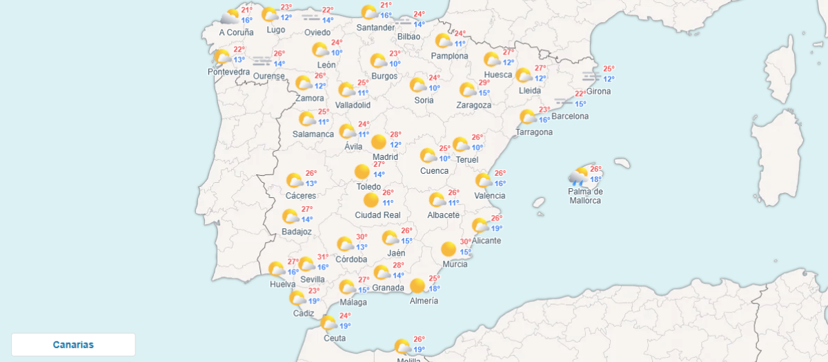 Previsión de cara a este lunes, 12 de octubre