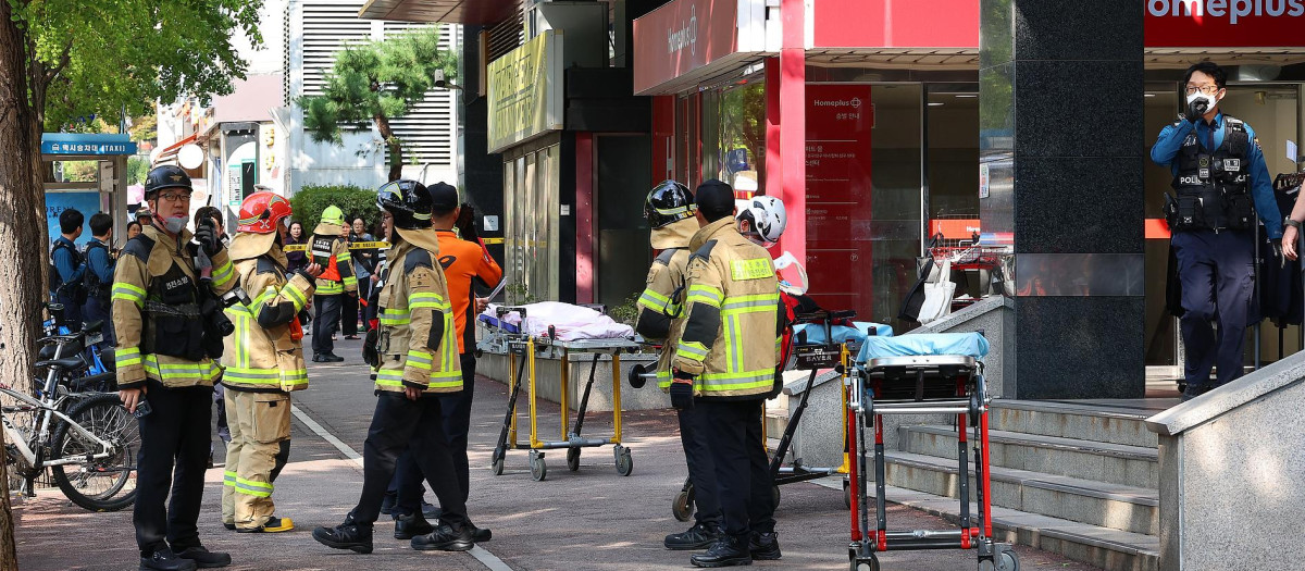 Lugar del ataque con arma blanca en Corea del Sur