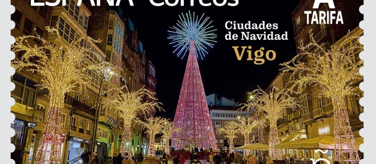 Correos convierte la Navidad de Vigo en un sello con su imagen más emblemática