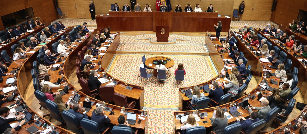 Hemiciclo durante el pleno de la Asamblea de Madrid, a 8 de octubre de 2026,