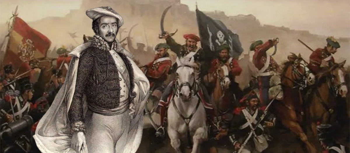 Cabrera y de fondo una carga en Morella
