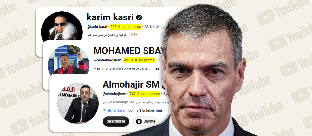 Montaje Pedro Sánchez y canales de creadores de contenido marroquíes