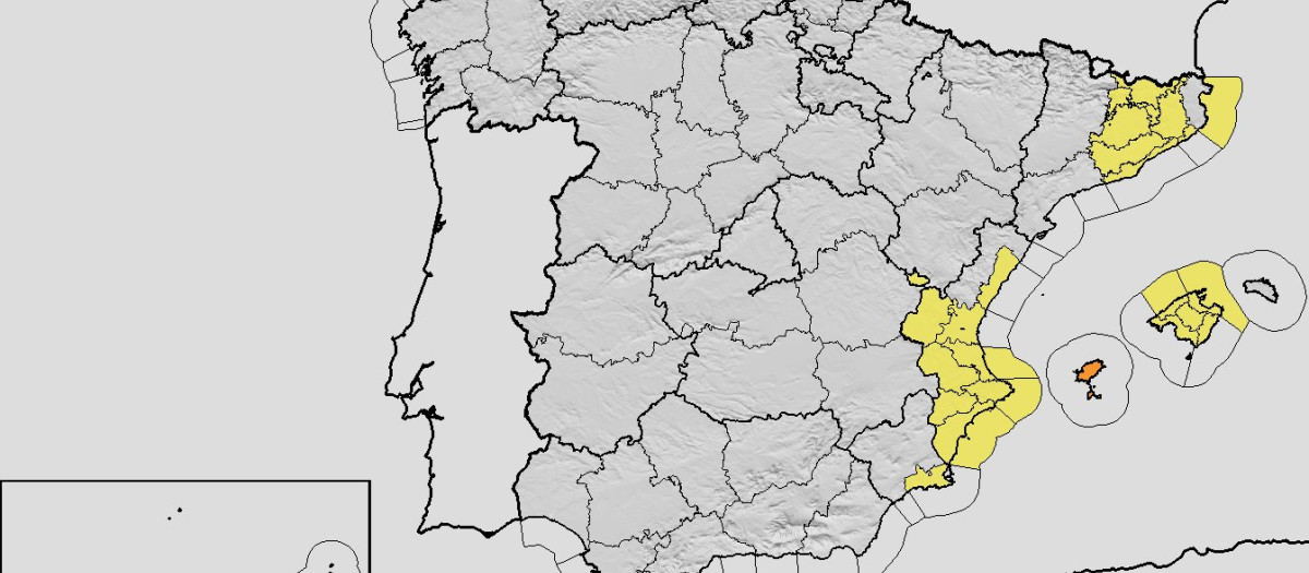 Imagen de los avisos de la Aemet para el domingo 18 de octubre