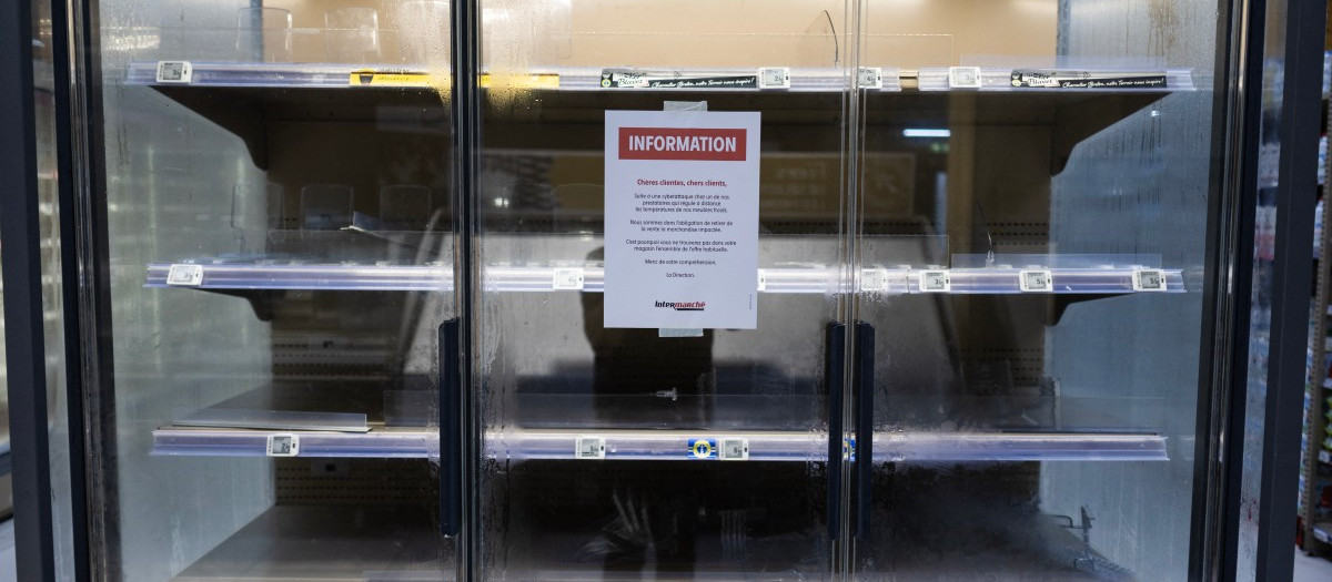 Estanterías vacías en Francia por el ciberataque de mediados de octubre