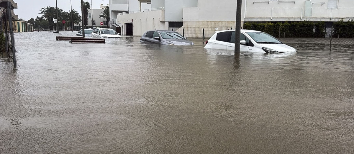 Imagen de las inundaciones por la dana Adam en la localidad valenciana de Oliva.