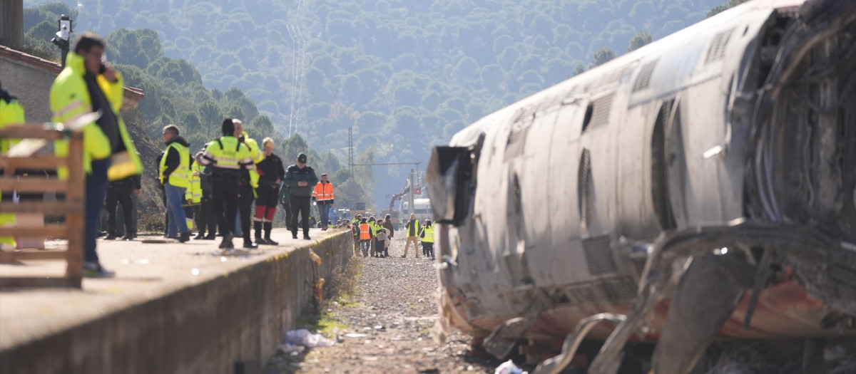 Uno de los vagones del tren de Iryo que descarriló en Adamuz.