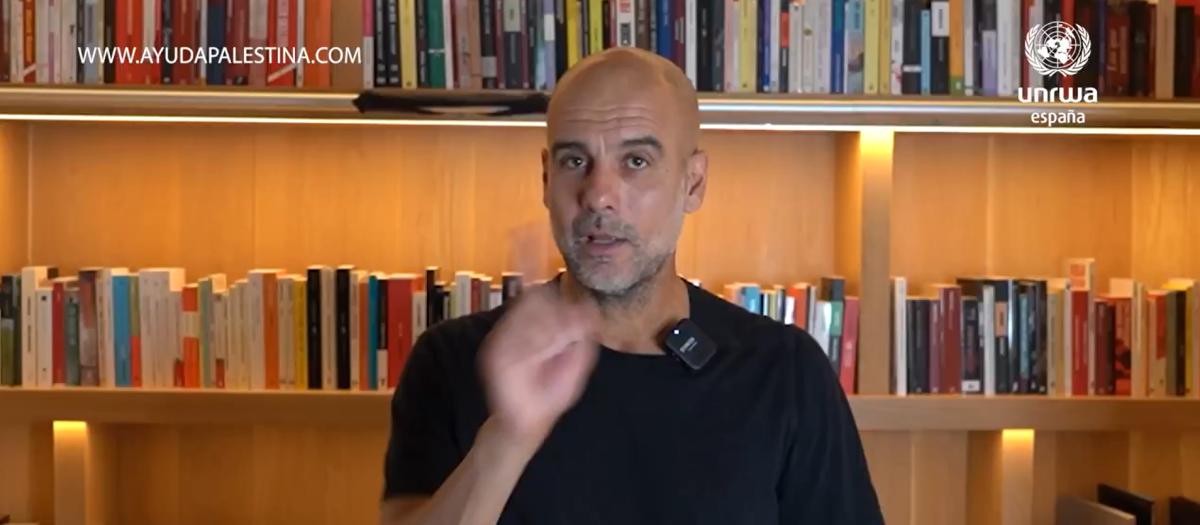 Pep Guardiola, en el mensaje de UNRWA por Palestina