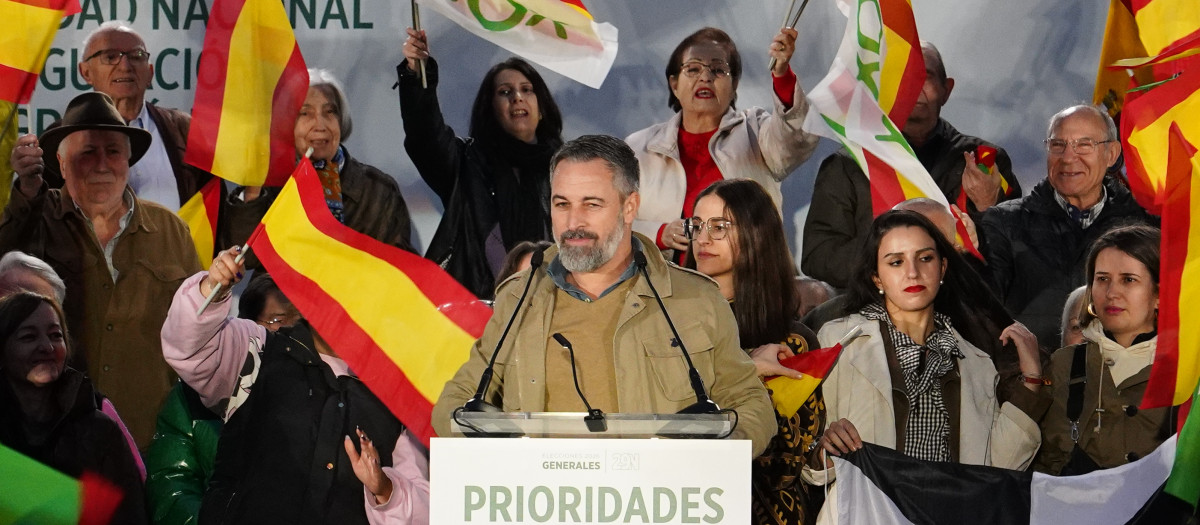 El presidente nacional de Vox, Santiago Abascal, participa en un acto público del partido en Ponferrada