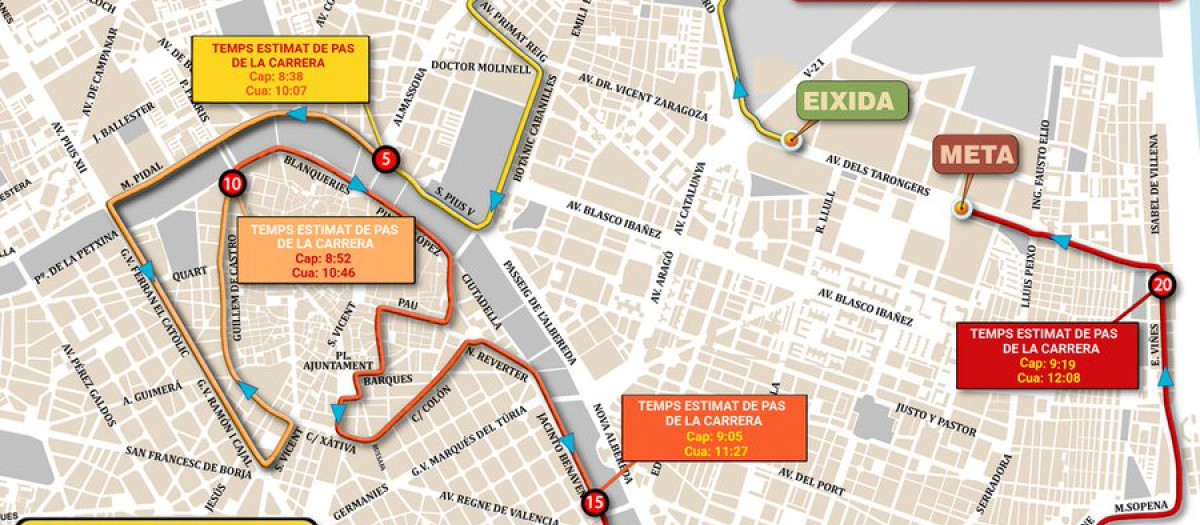 Imagen del recorrido del Medio Maratón Valencia 2026
