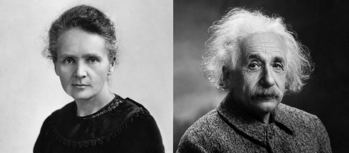 Montaje de los científicos Marie Curie y Albert Einstein
