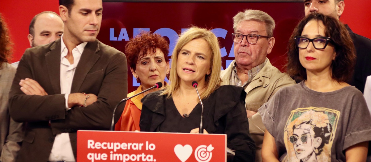 Imagen tomada este jueves de Pilar Bernabé en la sede del PSPV-PSOE