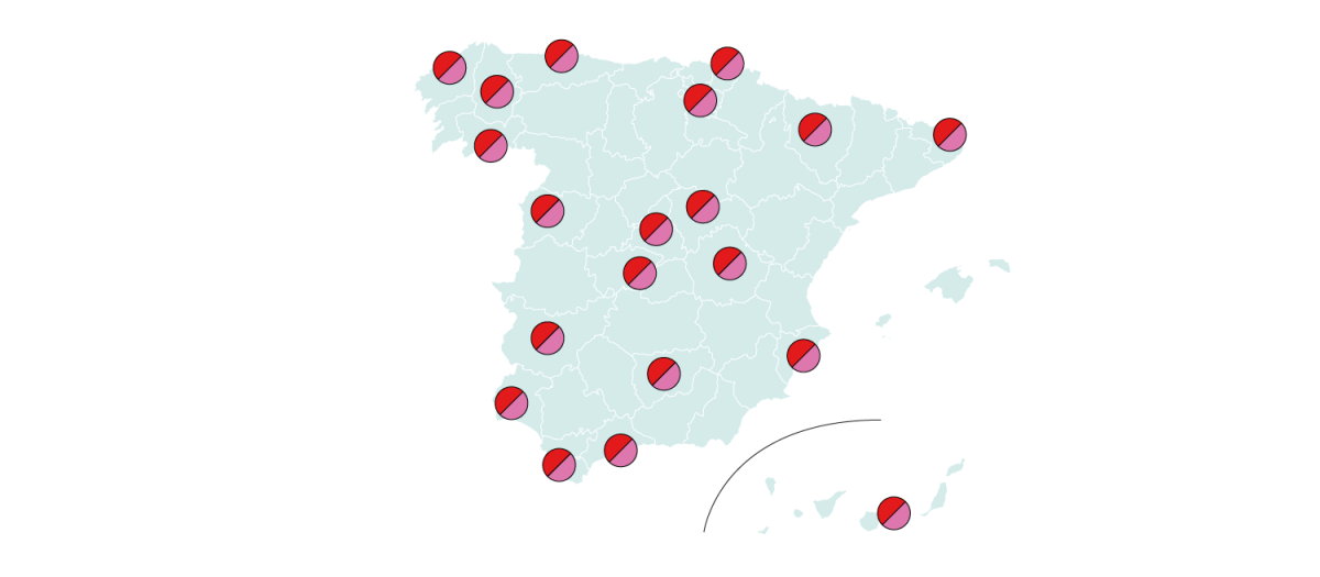 Provincias donde PSOE y Sumar mejorarían sus resultados con una lista conjunta