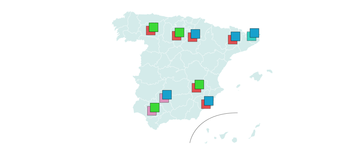 Provincias donde PP y Vox estuvieron más cerca de arrebatar el último escaño a PSOE, Sumar o Junts