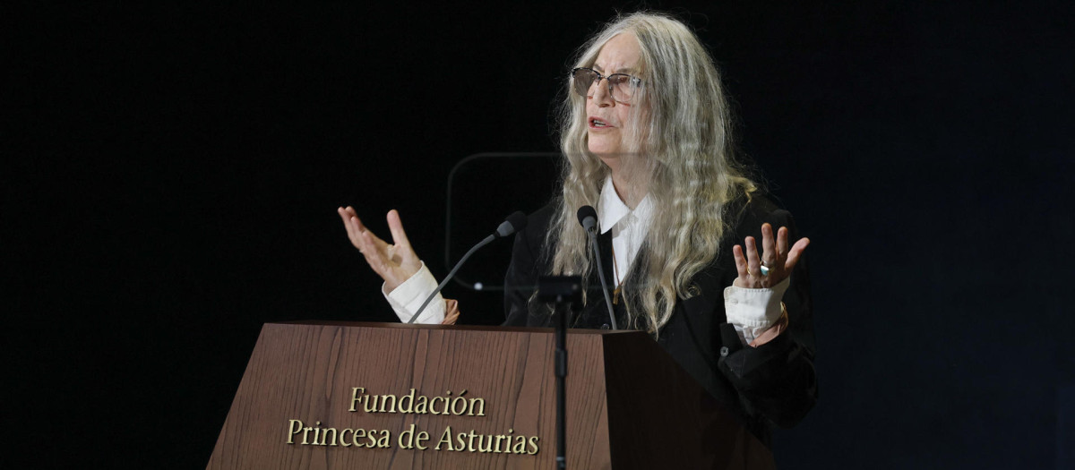 Patti Smith durante su discurso en los Premios Princesa de Asturias 2026