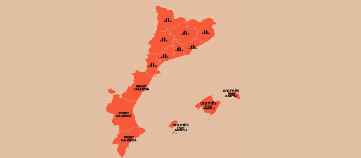 Imagen del mapa publicado por ERC en el que incluye la Comunidad Valenciana en los 'países catalanes'.