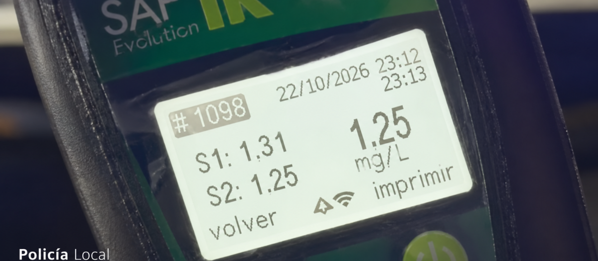Pantalla de alcoholímetro