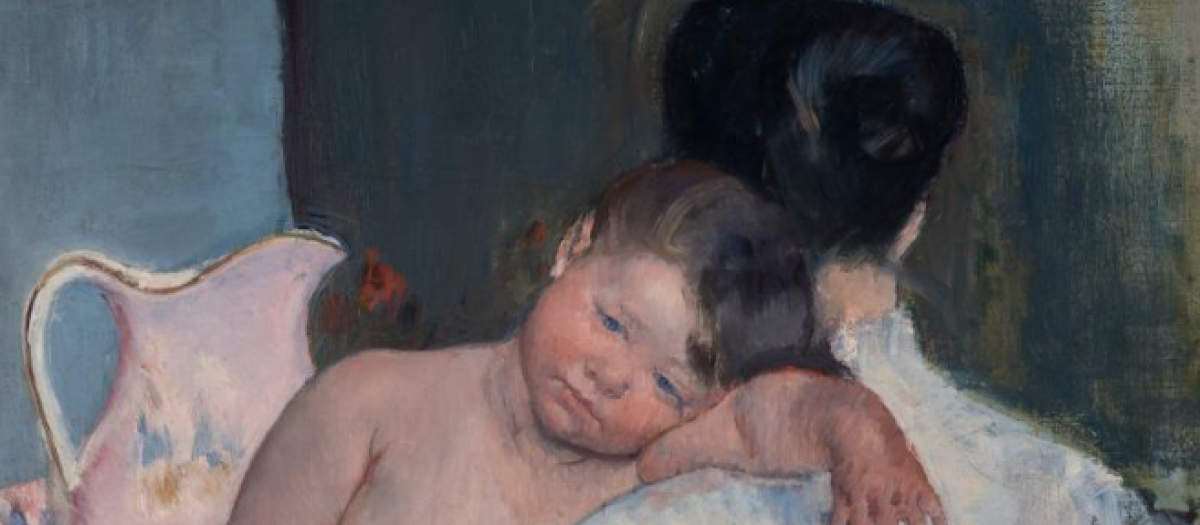 Detalle de Mujer sentada con un niño en brazos de Mary Cassatt