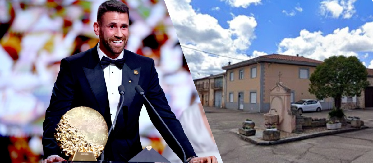Unai Simón, con el premio a mejor portero del mundo y la plaza del pueblo zamorano de su padre, San Marcial