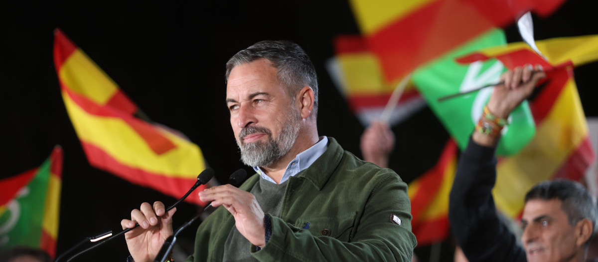 El presidente de Vox, Santiago Abascal, en un mitin en Zamora, este martes