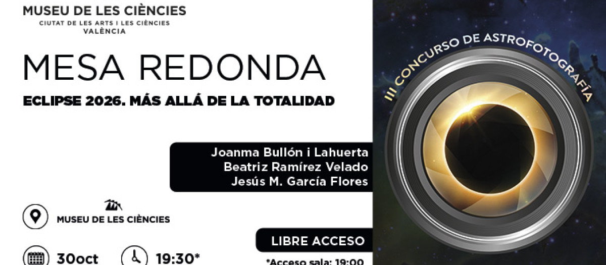 Cartel de la mesa redonda sobre el eclipse total 2026