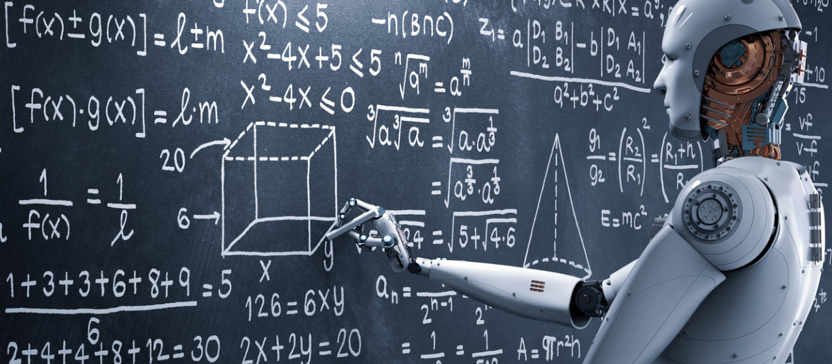 Imagen de un robot resolviendo una operación matemática