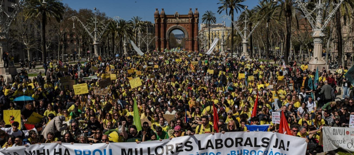 La manifestación en el paseo Lluís Companys de Barcelona