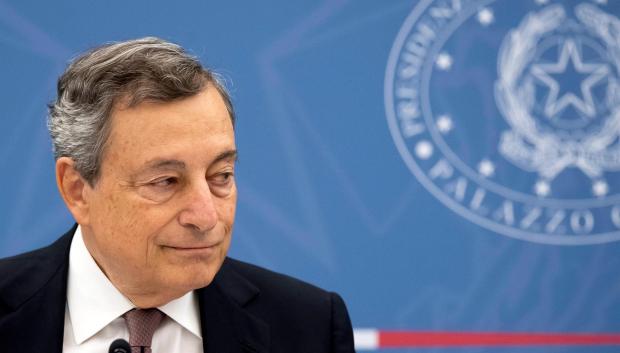 El presidente italiano, Mario Draghi, en una rueda de prensa