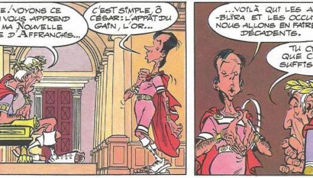 El personaje Cayo Coyuntural era una parodia de Jacques Chirac, entonces Primer Ministro, en los cómics de «Astérix y Obélix»