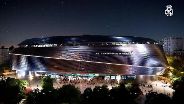 El nuevo Bernabéu iluminado