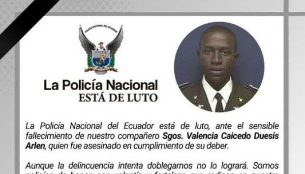 Nota de duelo Policía Ecuador