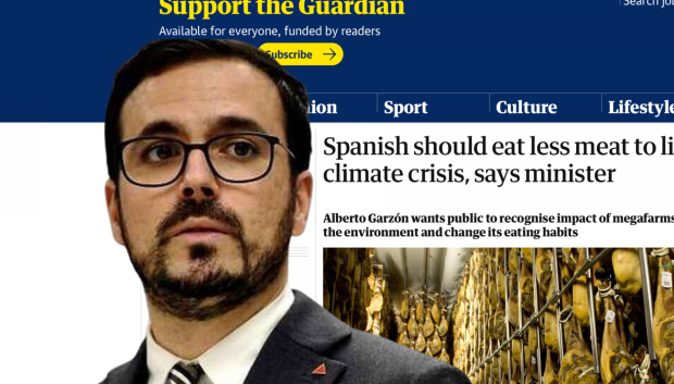 Montaje del ministro de Consumo, Alberto Garzón, sobre su entrevista en The Guardian