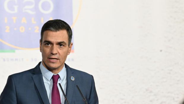 Sánchez durante su comparecencia tras el G-20 en Roma
