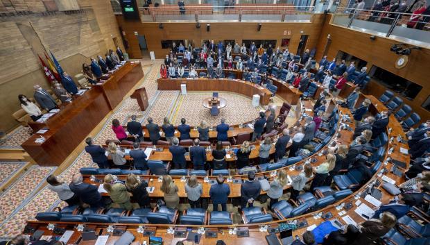 Vista general del hemiciclo en un pleno de la Asamblea de Madrid