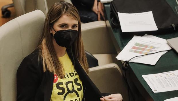 La portavoz socialista, Mar Espinar, en el primer Pleno municipal de 2022 del Ayuntamiento de Madrid