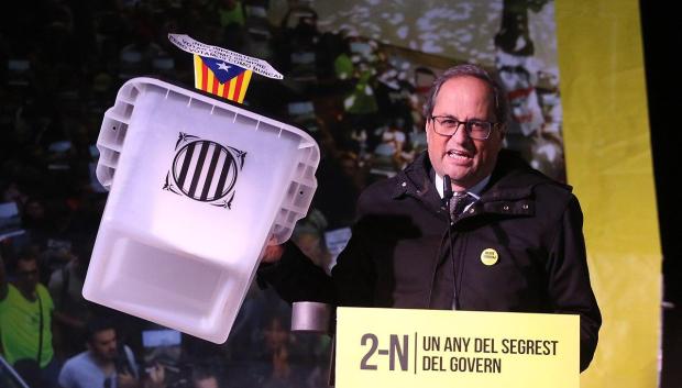 Joaquim Torra i Pla, expresidente de la Generalitat de Cataluña, en un acto de protesta separatista