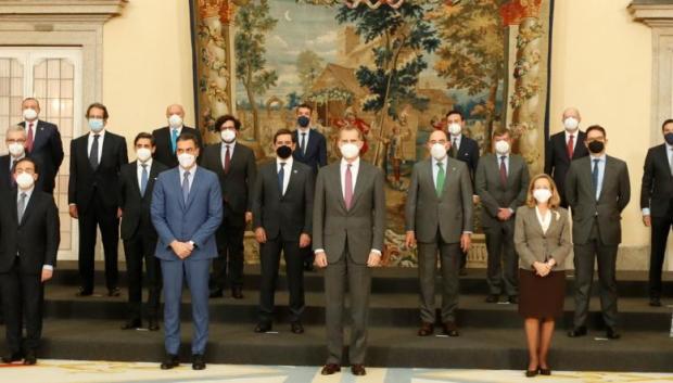 Uno de los últimos actos donde se pudo ver juntos al Rey y Sánchez fue con motivo de la reunión del Patronato de la Fundación Carolina, en el Palacio de El Pardo de Madrid