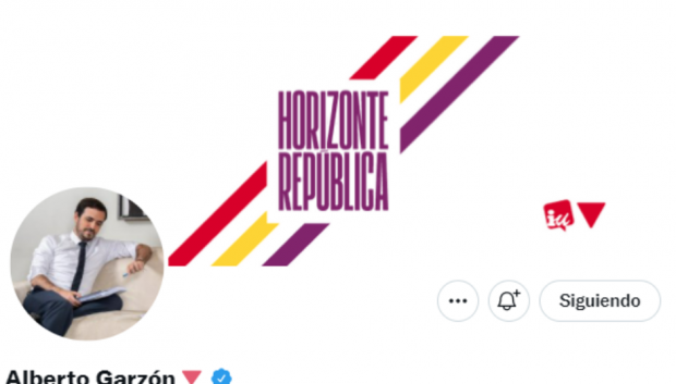 Pantallazo del Twitter de Alberto Garzón, ministro español