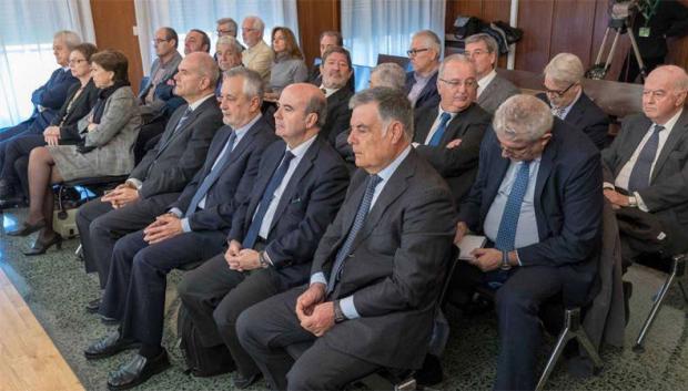 Sala de vistas de la Audiencia de Sevilla, durante el juicio del caso ERE