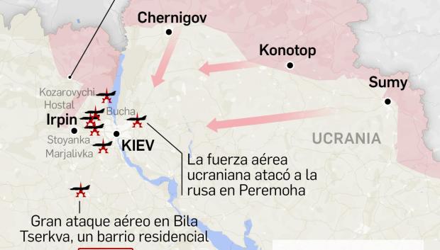 Así avanza la invasión rusa sobre Kiev