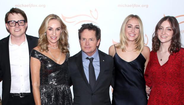 Schuyler Fox, Sam Fox, Tracy Pollan, Michael J. Fox, Aquinnah Fox & Esme Fox attending MichaelJFox Foundation Foundation Gala 2019 on November 16, 2019 in New York City, NY