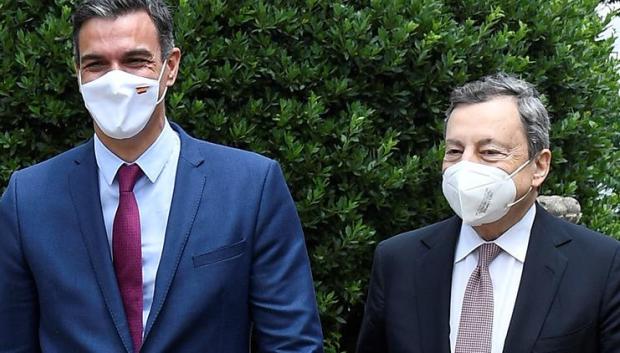 Pedro Sánchez y Mario Draghi