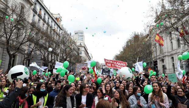 La Marcha del `Sí a la Vida´ inunda de verde Madrid