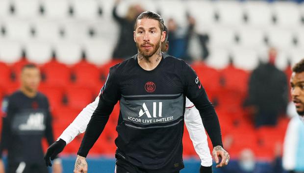 Sergio Ramos of PSG in action during the French championship soccer, Ligue 1 Uber Eats, between Paris Saint Germain and Stade Brestois at Parc des Princes Stadium, Paris, France, on January 15, 2022.