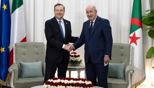 El primer ministro de Italia, Mario Draghi, y el presidente de Argelia, Abdelmadjid Tebboune