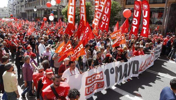 Manifestación del 1º de Mayo celebrada este domingo en Madrid.