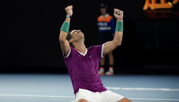 Rafael Nadal celebra su triunfo en Australia el pasado enero