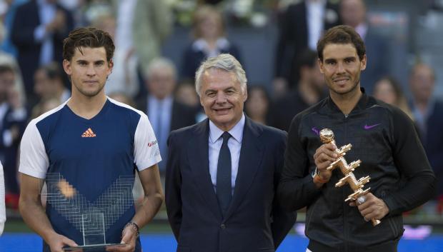 Rafa Nadal, ganador del Mutua Madrid Open en 2017 venciendo a Dominic Thiem en la final