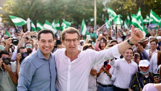 Juanma Moreno y Alberto Núñez Feijóo de campaña