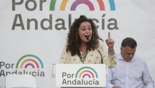 Inmaculada Nieto, candidata de Por Andalucía a la presidencia de la Junta andaluza, durante el acto de cierre de campaña del pasado viernes